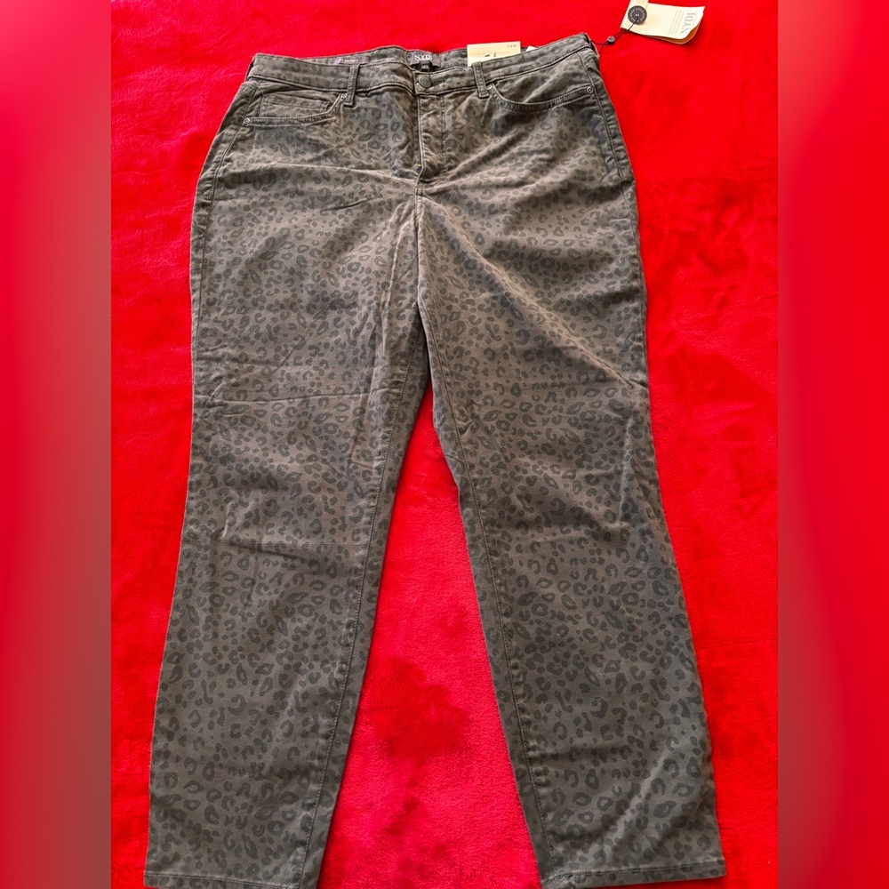 NYDJ Charcoal Leopard Print Jeans 14